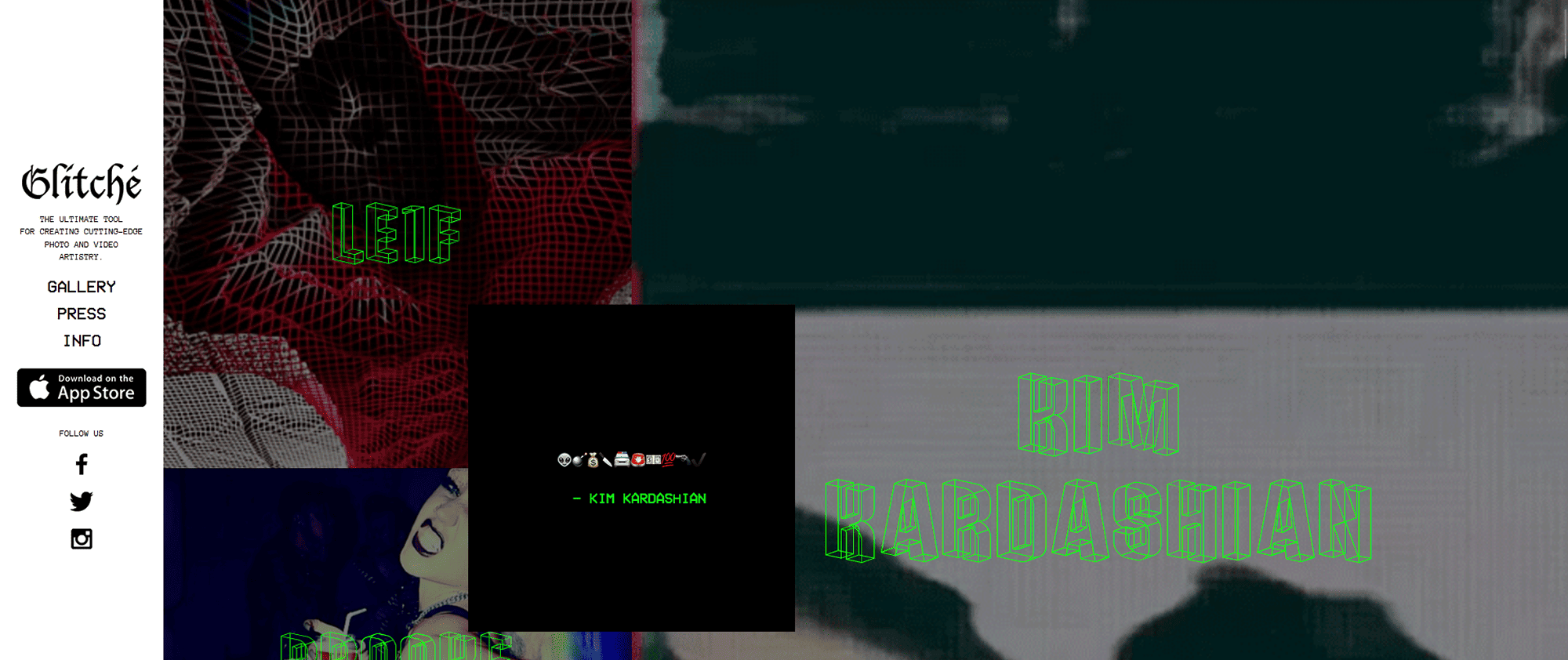 Glitché landing page